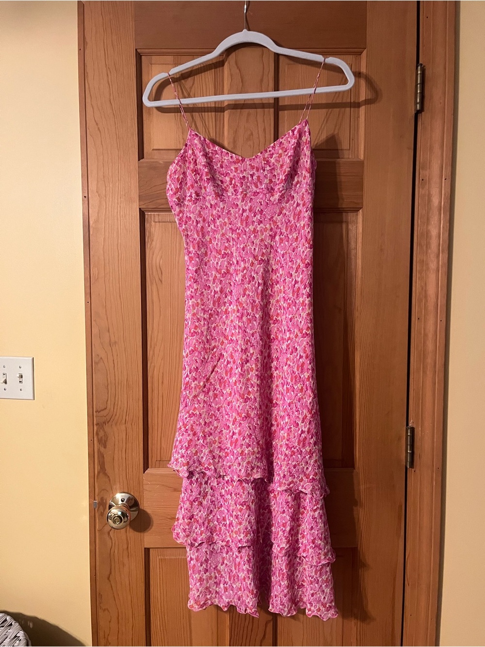 Ann Taylor Pink Floral High-Low Slip Dress